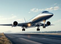 A futuristic supersonic aircraft soaring through the sky