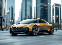 Un robotaxi autonomo in una città moderna